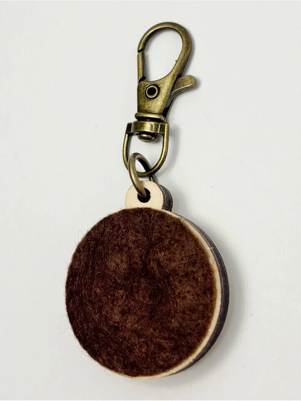 Artisan Handmade Pumpkin Pie Slice Embroidered Felt Keychain Wood Hoop